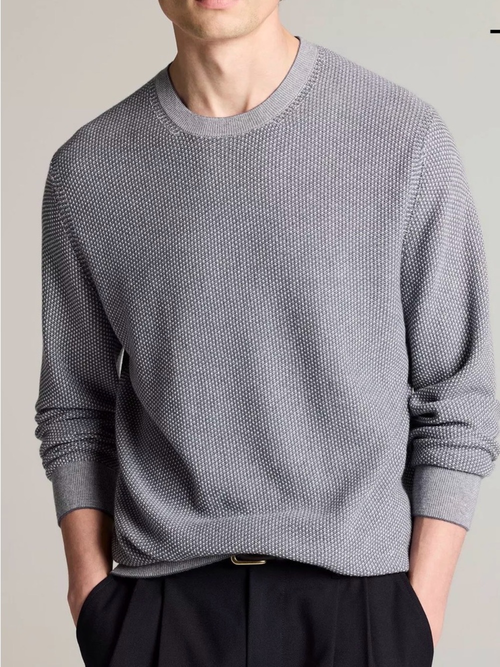 Vince Geo-Jacquard Wool Blend the Parlor Blue Grey colorway XL Quiet Luxury